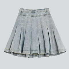 Bleached denim skater skirt