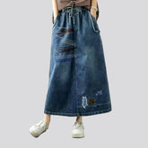 Boho denim skirt for women