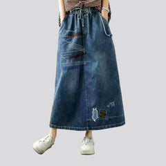 Boho denim skirt for women