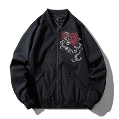 Dragon Embroidered Pilot Bomber Jacket