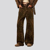 Brown leopard-print jeans for ladies