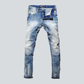 Casual whiskered jeans for men