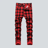 Checkered red men's jeans