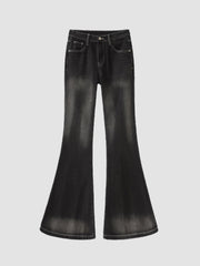 Black Washed Slim Long Bootcut Jeans