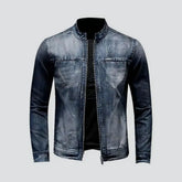 Dark-wash riding denim jacket for men