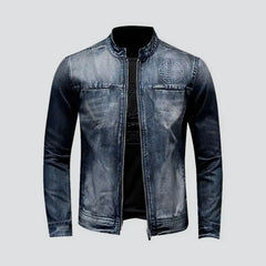 Dark-wash riding denim jacket for men