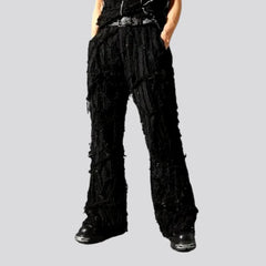 Distressed black jeans for men