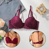 Elegant Purple Lace Underwire Push Up Bra
