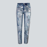 Embellished mid-waist jeans for ladies