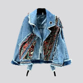 Embroidered jeans jacket for ladies