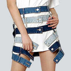 Fashion patchwork denim skirt for women