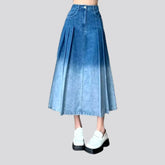 Fit-and-flare contrast denim skirt