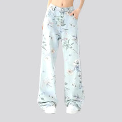 Floral-print women's jeans