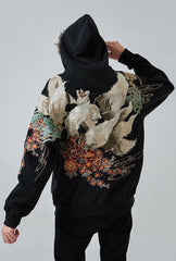 Embroidered White Fox Hoodie