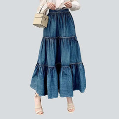Frills long jeans skirt