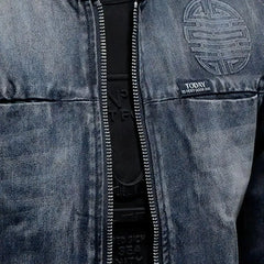 Dark-wash riding denim jacket for men