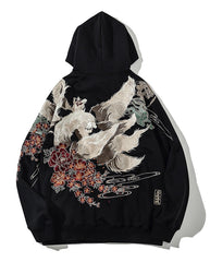 Embroidered White Fox Hoodie