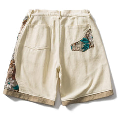 Embroidered Floral Patchwork Shorts