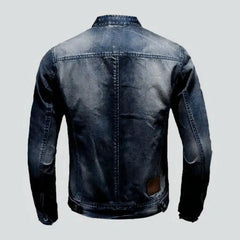 Dark-wash riding denim jacket for men