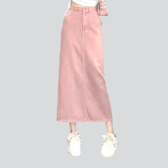 High-waist long jean skirt for ladies