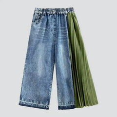 High-waist pleated jeans for ladies
