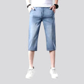 High-waist straight jean shorts for men