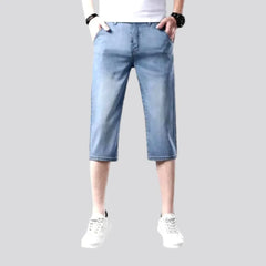 High-waist straight jean shorts for men
