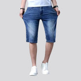 High-waist thin denim shorts for men