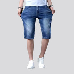High-waist thin denim shorts for men