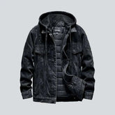 Hooded street jean jacket for men