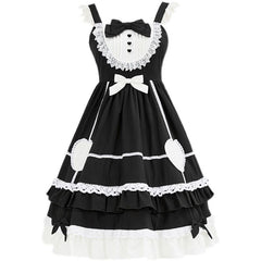 Lolita Lace Trim A-Line Overall Dress / Long-Sleeve Blouse / Petticoat Skirt / Headband / Set