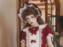 Lolita Short-Sleeve Collar Bow Accent Mini A-Line Dress