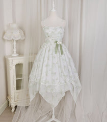 Lolita Spaghetti Strap Floral Print Midi Dress / Lace Shrug / Set