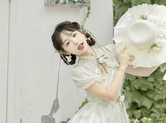 Lolita Spaghetti Strap Floral Print Midi Dress / Lace Shrug / Set
