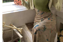 Spaghetti Strap Floral Print Panel Midi A-Line Dress / Crop Light Jacket / Set