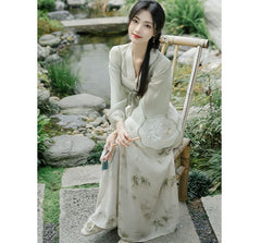 Spaghetti Strap Bamboo Print Midi A-Line Dress / Light Jacket / Set