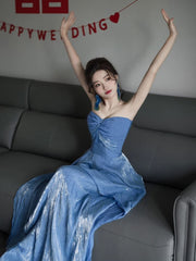 Strapless Plain Maxi A-Line Dress