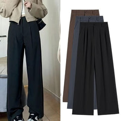 Plain Mid Rise Wide Leg Dress Pants