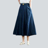 Long classic denim skirt for ladies