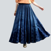 Long dark wash jeans skirt for women