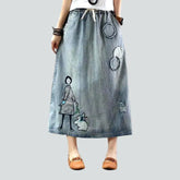 Long high-waist jeans skirt for ladies