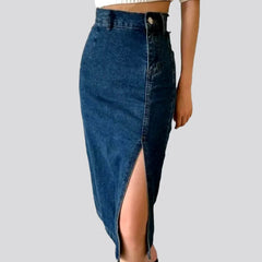 Medium-wash denim skirt for women