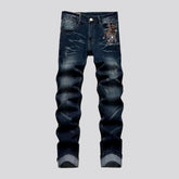 Mid-waist men's dark-wash jeans