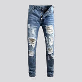 Mid-waist men's grunge jeans