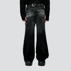 Mid-waist raw-hem jeans for men