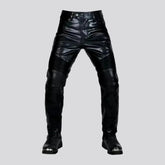 Mid-waist wax moto jeans for men