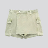 Mini cargo denim skort for ladies