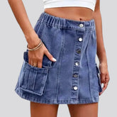 Mini light-wash jean skirt for women