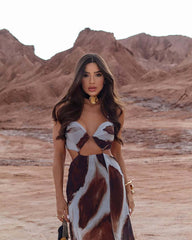 Tie-dye Suspender Sleeveless Midi Dress