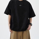 pound Embroidered Collar Washed Distressed t-Shirt